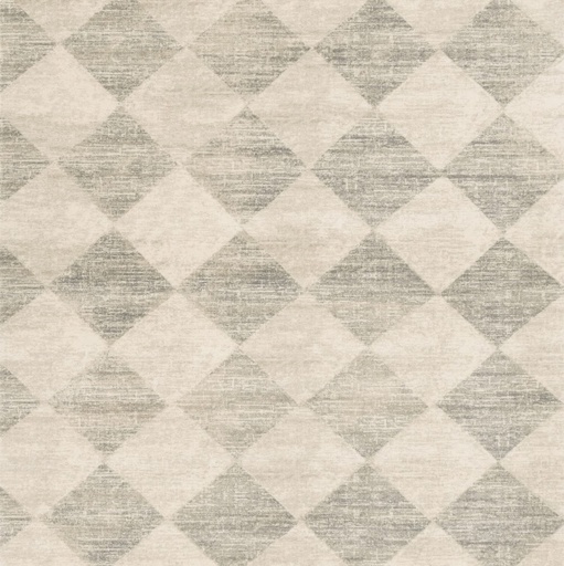 Tapis carré en laine AGNUS-B Damier gris, motif géométrique de style damier contemporain