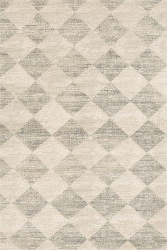 Tapis en laine AGNUS-B Damier gris, motif géométrique de style damier contemporain