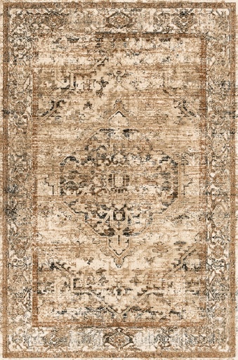 Tapis en laine AGNUS-B GRANNY beige d'inspiration orientale, effet vieilli vintage
