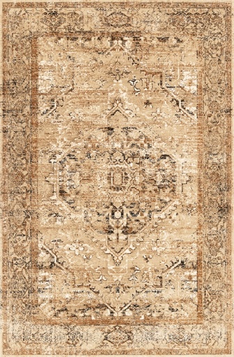 Tapis en laine AGNUS-B GRANNY Cuivre d'inspiration orientale, effet vieilli vintage