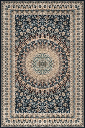 [5901760195287] Tapis en laine AGNUS-B TRUBADUR bleu marine d'inspiration orientale