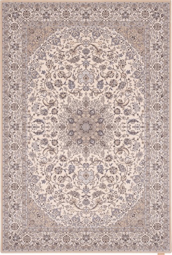 Tapis en laine CALISIA-B DAMORE albâtre - motif de style oriental chic à motif floral raffiné