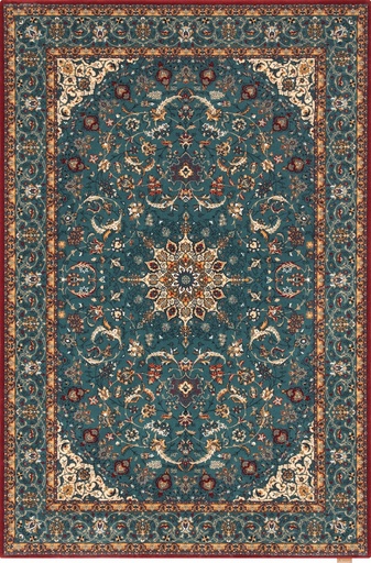 [5901760337557] Tapis en laine CALISIA-B DAMORE émeraude - motif de style oriental chic à motif floral raffiné