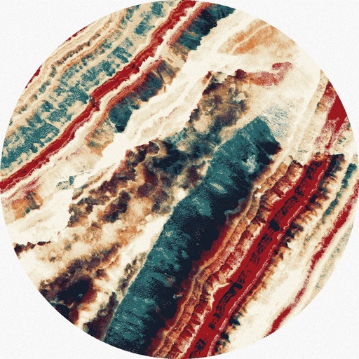 [5901760336963] Tapis rond CALISIA-B SHELL crème aux tons crème, bleus et rouges