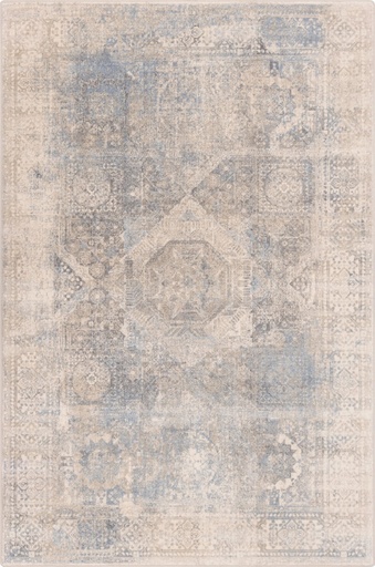 [5901760404952] Tapis en laine ISFAHAN BASZRA beige, motif à médaillon central d'inspiration persane