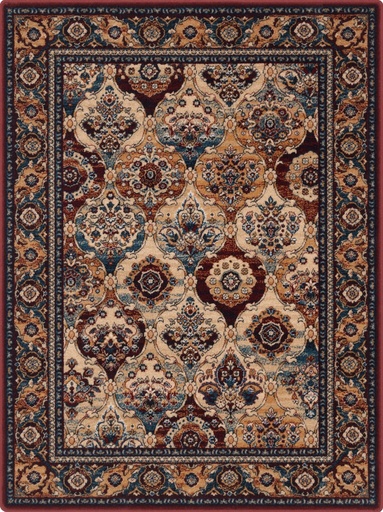 Tapis en laine ISFAHAN FORENZA rouge foncé d'inspiration orientale