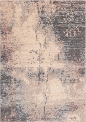 Tapis contemporain en laine ISFAHAN GRADO couleur sable, motif abstrait effet vieilli