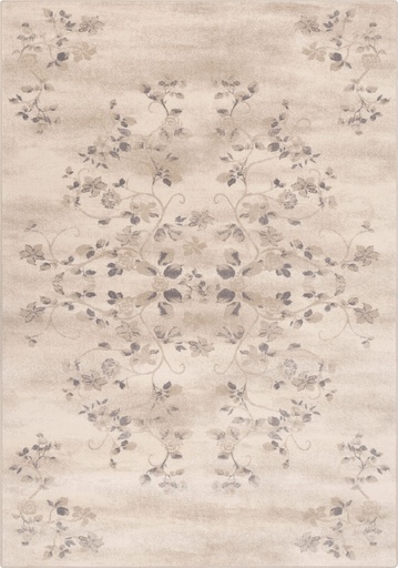 Tapis en laine ISFAHAN TOSCA blanc cassé à motif symétrique végétal de style rinceaux