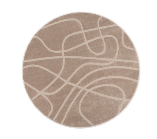Tapis rond synthétique LIDA SHRINK ARIELA P beige, design abstrait en relief