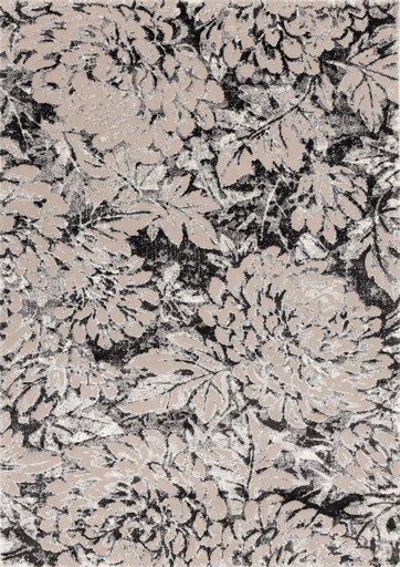 Tapis synthétique LUSH SHRINK-B Peonia P gris - motif floral contemporain XXL
