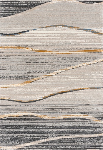 Tapis synthétique LUSH-B GETI gris - motif abstrait contemporain gris et ocre