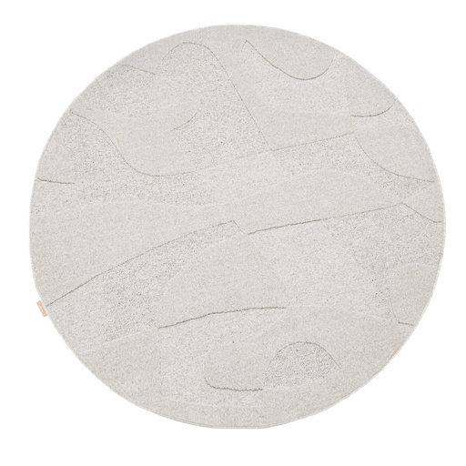 Tapis contemporain rond en laine texturée MORPHIC BOTANICA gris clair
