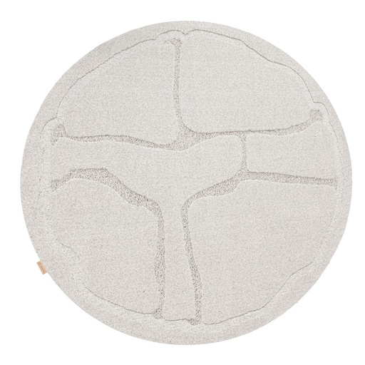 Tapis contemporain rond en laine texturée MORPHIC-B Organica gris clair - motif organique abstrait