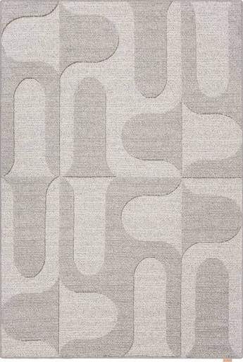 Tapis en laine NOBLE SALLY gris clair, tissage en relief à motifs géométriques arrondis