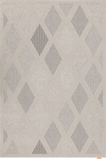 Tapis en laine NOBLE-B Elois gris - motif contemporain à losanges