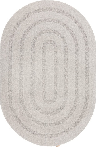 Tapis ovale en laine NOBLE-B Oblos gris clair - motif concentrique minimaliste