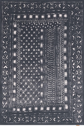 [5901760344418] Tapis en laine OPAL-B MASI graphite – motif ethnique graphique