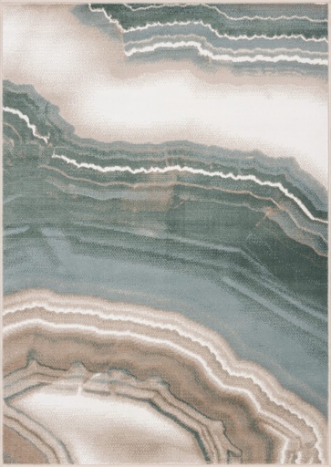 Tapis synthétique SENSI ATRANI malachite, motif inspiration pierre d'agate