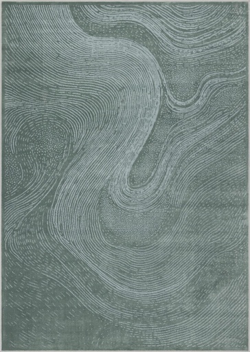 Tapis synthétique abstrait SENSI BRANCO couleur malachite, motif abstrait type vague
