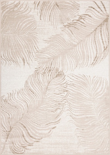 Tapis synthétique SENSI Rimkas beige clair - motif à plumes stylisées