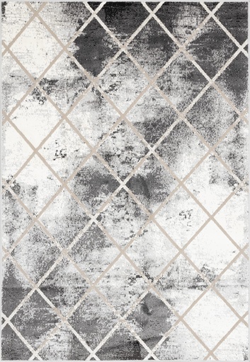 Tapis synthétique graphique SOFT SHRINK HERVIN P beige, motif géométrique à losanges