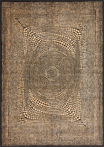 Tapis synthétique STANDARD Focus beige - motif optique abstrait noir et beige