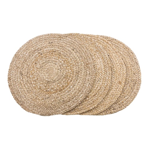 Lot de 4 sets de table ronds Bombay en jute tressée naturelle - 38 cm