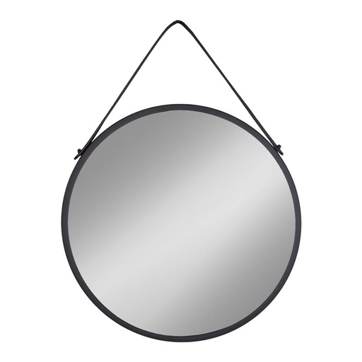 [4001070] Miroir rond Trapani en métal noir  