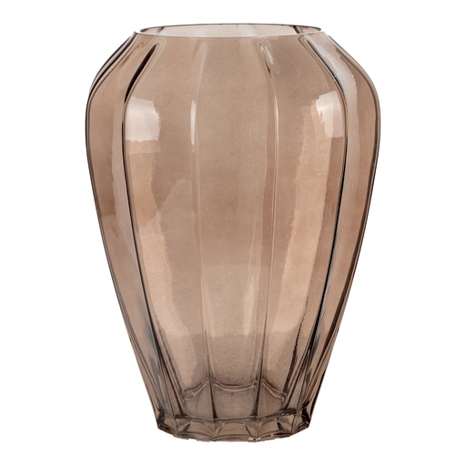 [4441375] Vase en verre nervuré marron