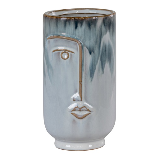 [4441760] Vase moderne en céramique bleue avec visage 