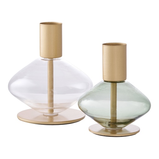 Bougeoirs en métal et verre 
