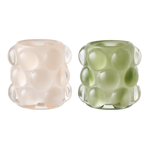 [4561203] Bougeoirs en verre gris et beige