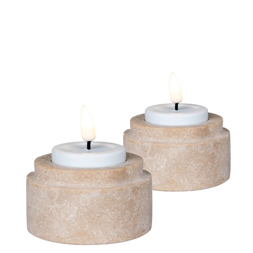 [4561049] Porte-bougie chauffe-plat en travertin naturel