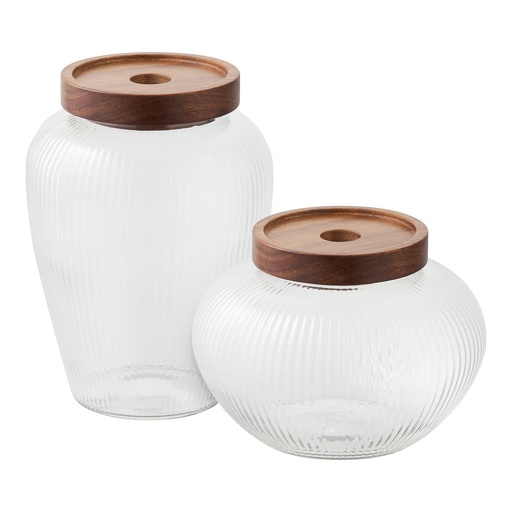 [4780010] Pot de rangement Maya en verre et bois