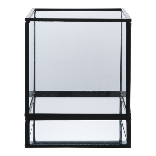 [6407524] Porte-bougie tempête métal noir carré