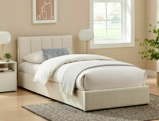 Lit coffre 90x200 contemporain Montreal en tissu Raven