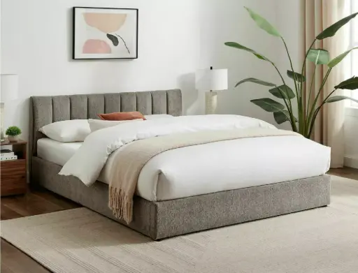 Lit coffre 160x200 contemporain Montreal en tissu Raven