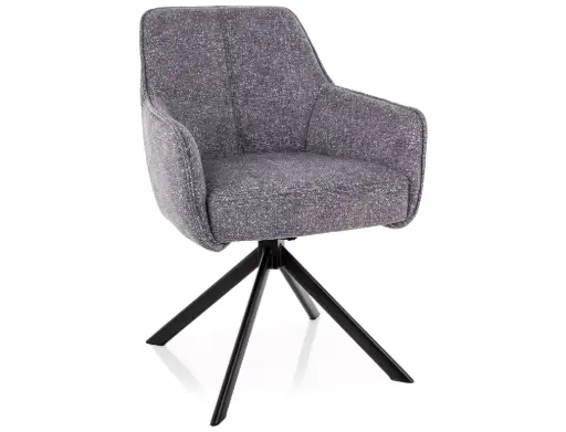 Chaise pivotante Notti en tissu Leo - assise à ressorts ensachés et piètement en métal