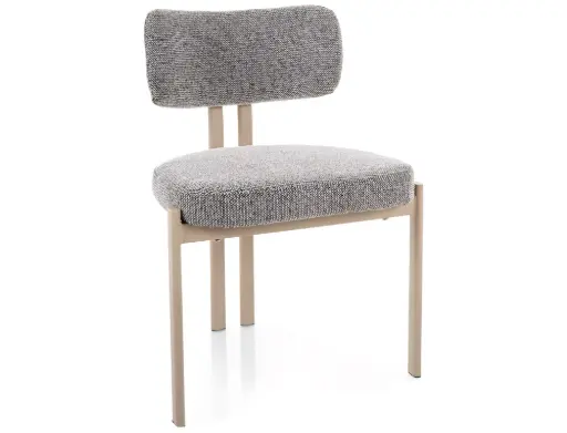 Chaise design Misaki - dossier incurvé et cadre en métal cachemire de style Japandi