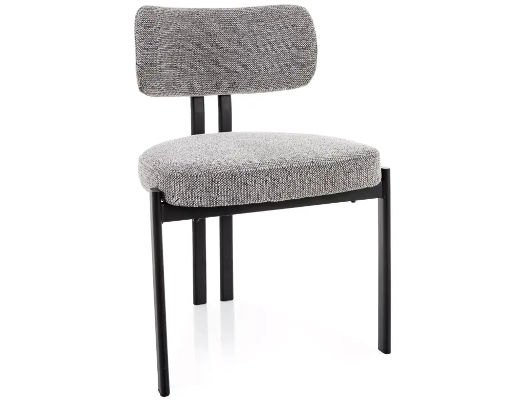 Chaise design Misaki - dossier incurvé et cadre en métal noir de style Japandi