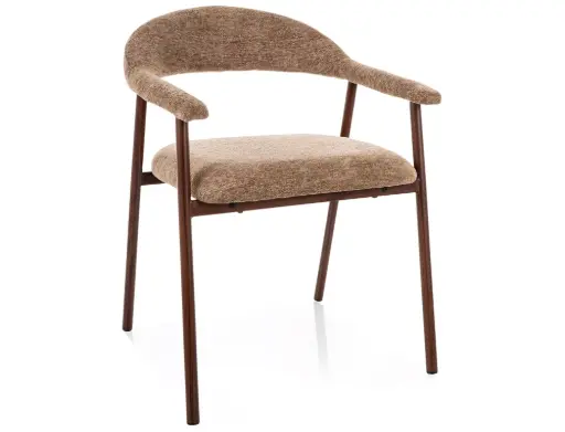 Chaise design Lagos D Raven – assise enveloppante et cadre métal imitation noyer d'inspiration Japandi