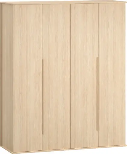 Armoire OMM - armoire de style Japandi à quatre portes avec penderie et tiroirs