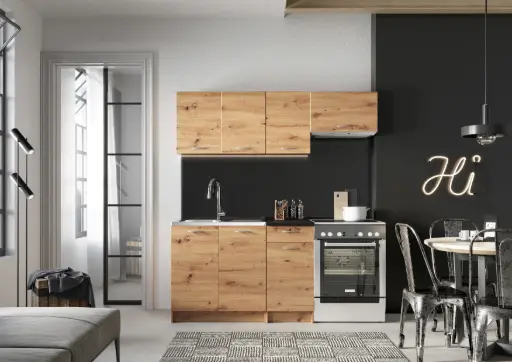 [ECOLINE-MELA-SONO5] Cuisine Mela Artisan avec plan de travail - 120 cm x 180 cm