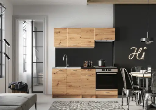 [KMEWDADA02A1368] Cuisine Mela Artisan avec plan de travail - 180 cm