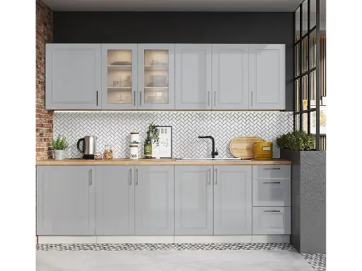 [KNAWSMPO010A375] Cuisine moderne grise Natalia - 260 cm